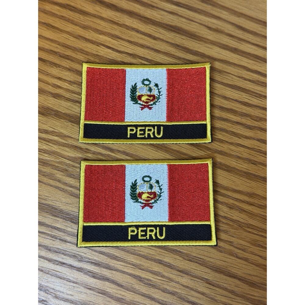 Peru Flag Patch Set of 2 NEW 3" x 2"